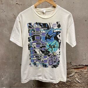 Thunder Island Triathlon Early 90s Neon Graphic Double Sided Single Stitch Tee